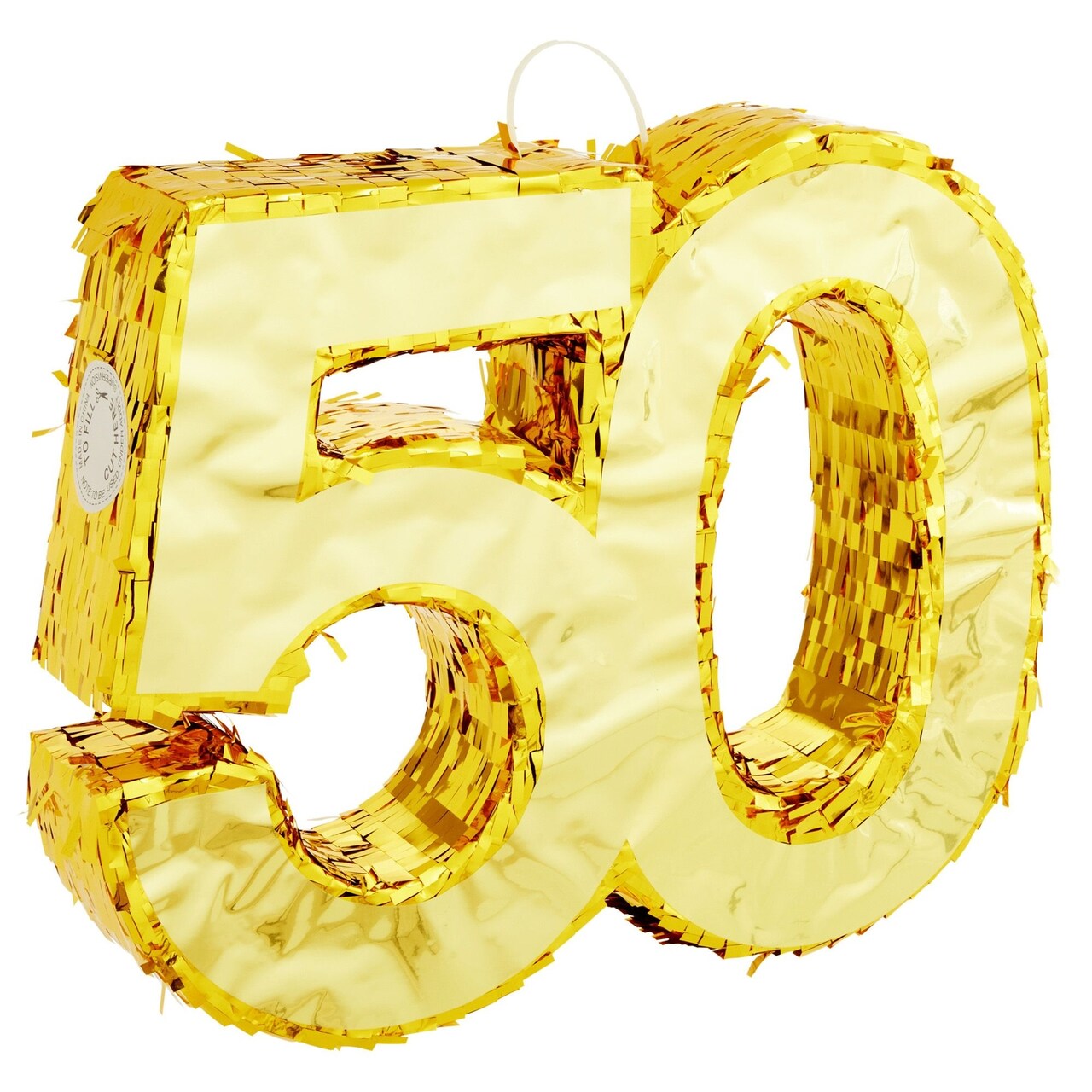 Gold Foil Number 50 Pinata for 50th Birthday Decorations, Anniversary Celebration Decor (Small, 16 x 3 x 13.2 In)